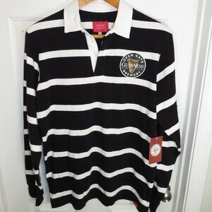 *NWT* Men's Striped Rugby Polo Shirt Guinness Logo Open Gate Brewery Maryland LG